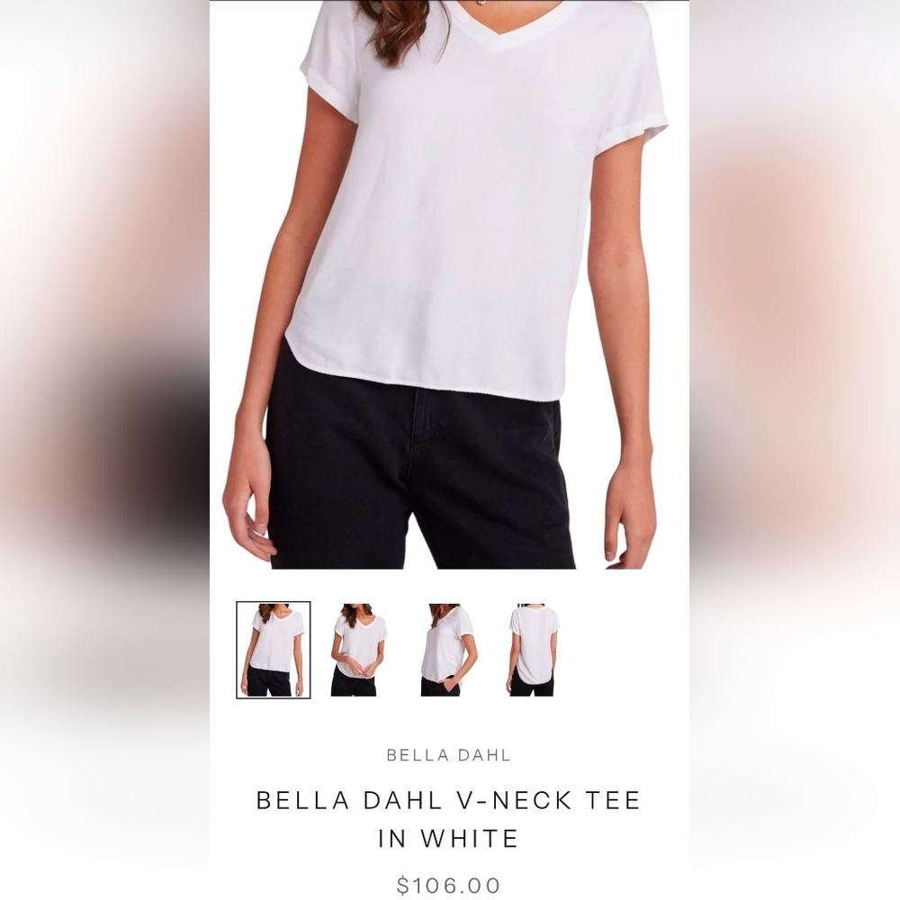 Bella Dahl White V-Neck Short Sleeve Tee Size L